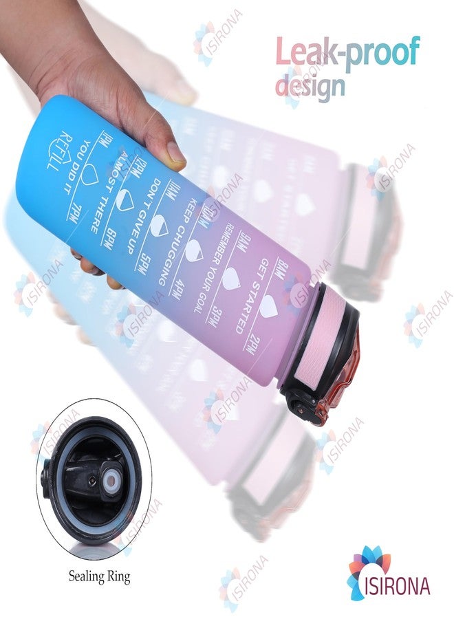 ISIRONA Motivational Water Bottle 1 litre Sipper Bottle For Adults With Time Measurement BPA Free Non-Toxic Water bottle for office,Water bottle for gym-||MULTI COLOR|| - Image 3